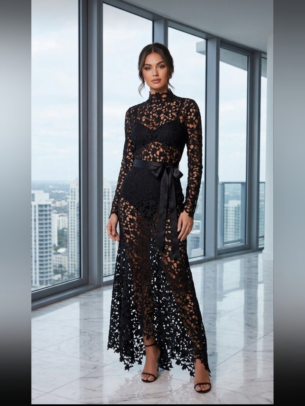 Dress, Black, See-Through M